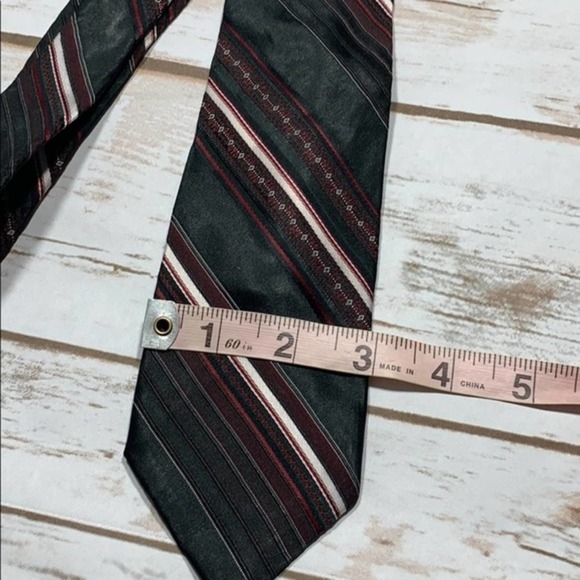 tex tan vintage shiny Black striped tie - Picture 2 of 3